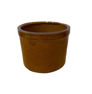 Vintage Brown Glazed Stoneware Crock Primitive Kitchen Decor Crockery Planter